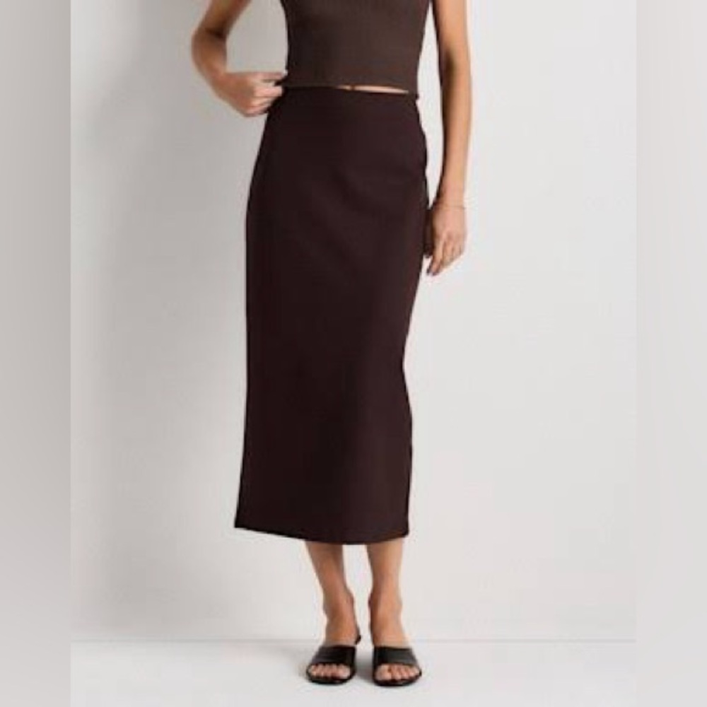 Quince Ultra-Stretch Ponte Maxi Pencil Skirt XS Espresso SOLD OUT NWT!!